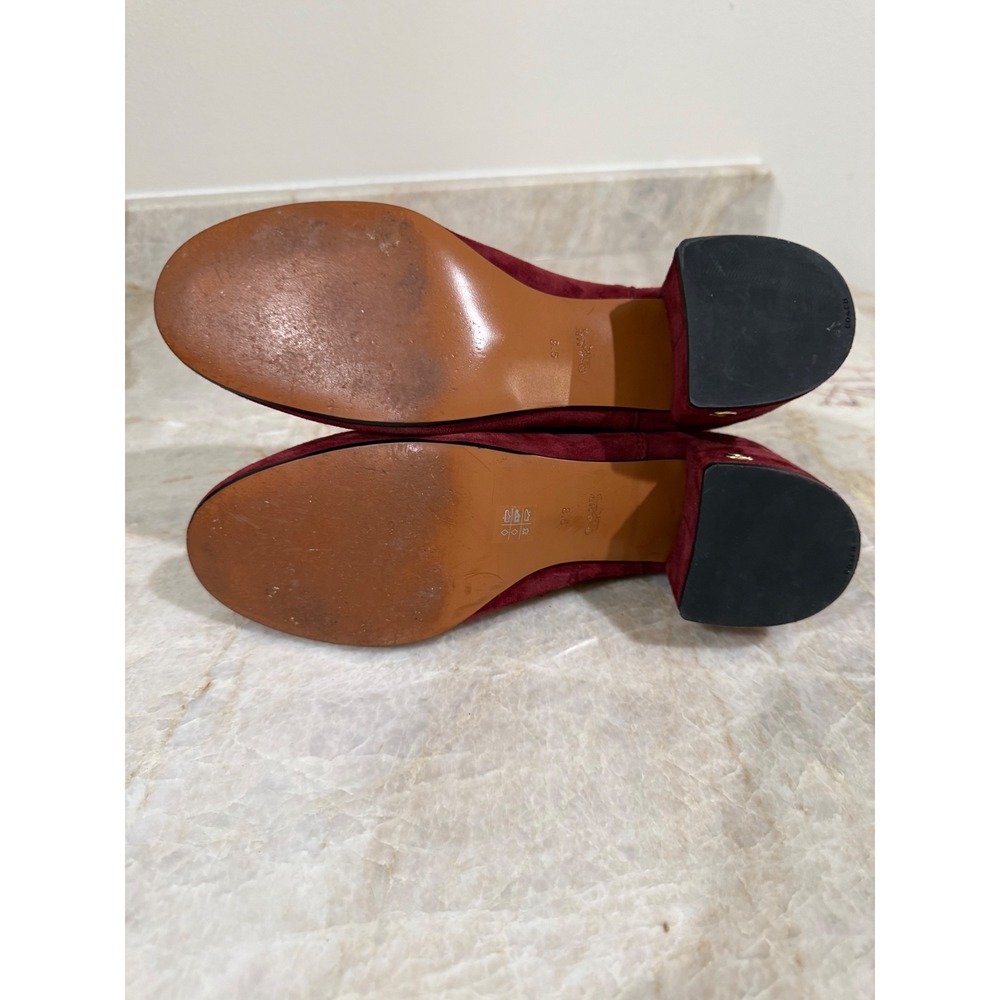 Coach Tia Wine Red Suede Chelsea Ankle Boots Block Heel Size 8.5 - Picture 10 of 12
